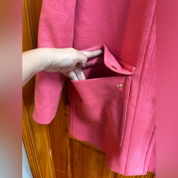 J. Crew Pink Pea Coat with Faux Fur Trim - Picture 4 of 7